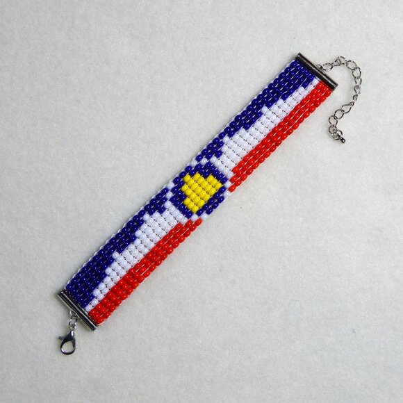 Utah state flag bead bracelet, handmade, adjustable length, beehive state - Picture 2 of 7